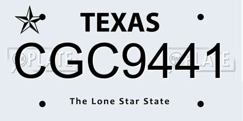 CGC9441 Texas License Plate