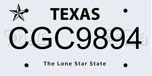 CGC9894 Texas License Plate