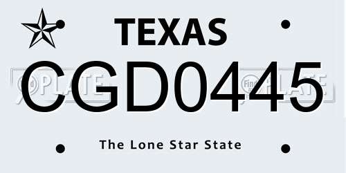 CGD0445 Texas License Plate