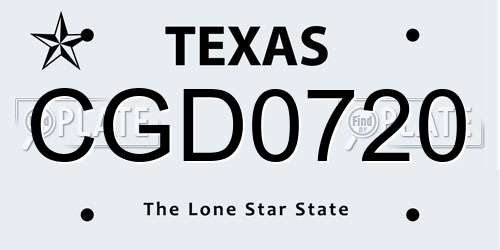 CGD0720 Texas License Plate