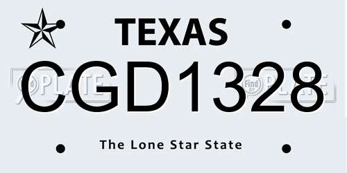 CGD1328 Texas License Plate