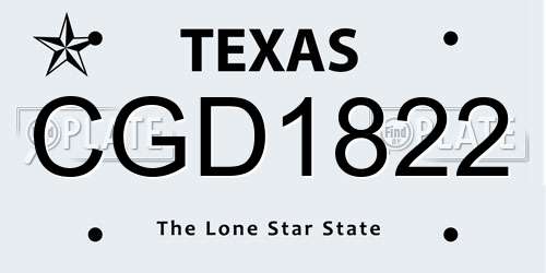 CGD1822 Texas License Plate
