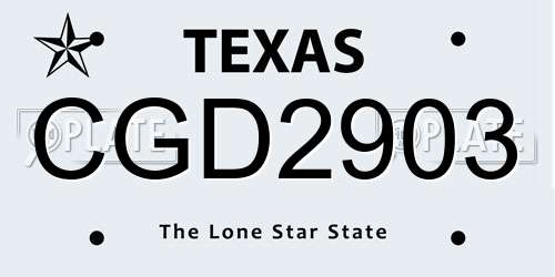 CGD2903 Texas License Plate