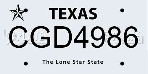 CGD4986 Texas License Plate