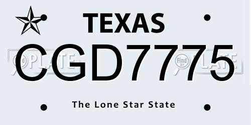 CGD7775 Texas License Plate