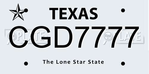 CGD7777 Texas License Plate