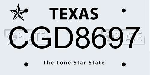 CGD8697 Texas License Plate