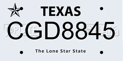 CGD8845 Texas License Plate
