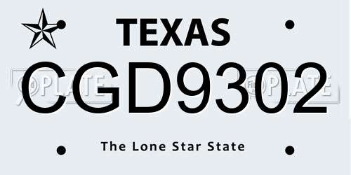 CGD9302 Texas License Plate