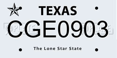 CGE0903 Texas License Plate
