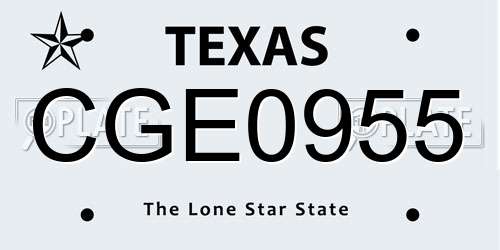 CGE0955 Texas License Plate