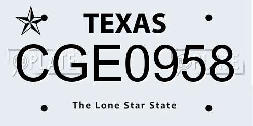 CGE0958 Texas License Plate