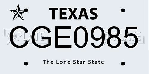 CGE0985 Texas License Plate