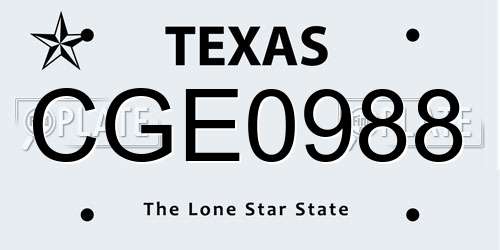 CGE0988 Texas License Plate