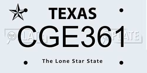 CGE361 Texas License Plate