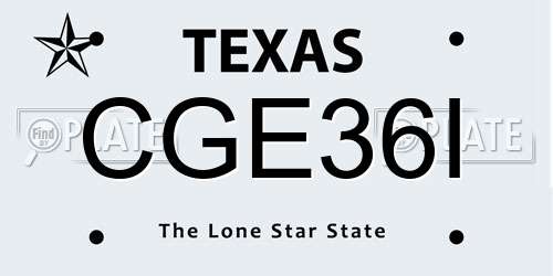 CGE36I Texas License Plate