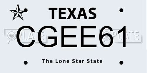 CGEE61 Texas License Plate