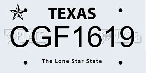 CGF1619 Texas License Plate