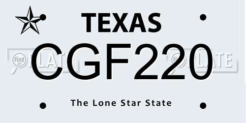 CGF220 Texas License Plate