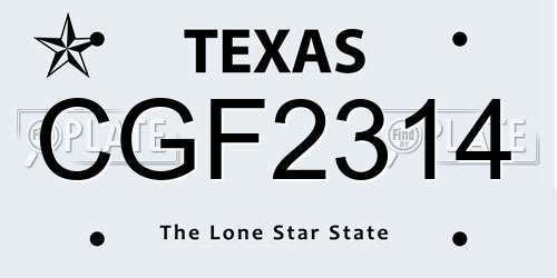 CGF2314 Texas License Plate