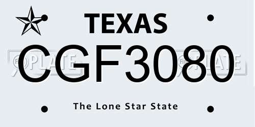 CGF3080 Texas License Plate