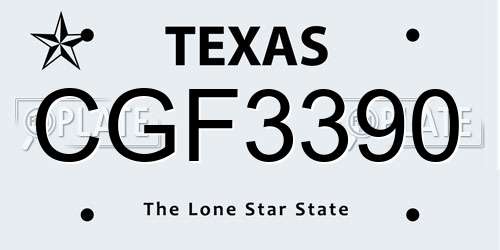CGF3390 Texas License Plate