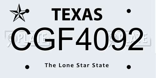 CGF4092 Texas License Plate