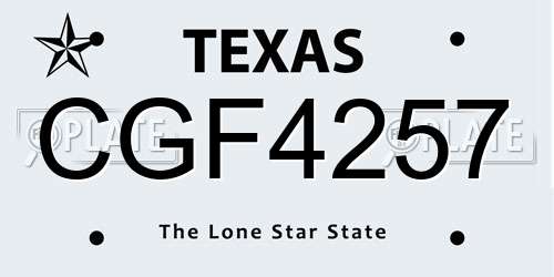 CGF4257 Texas License Plate
