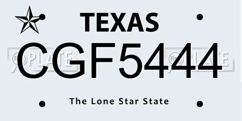CGF5444 Texas License Plate