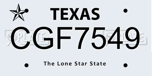 CGF7549 Texas License Plate
