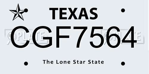 CGF7564 Texas License Plate