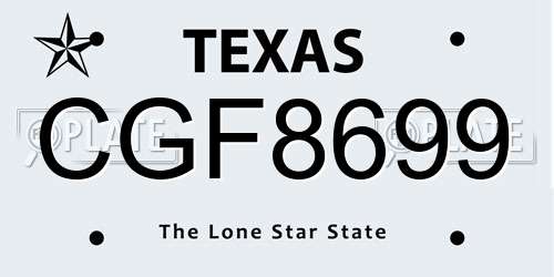 CGF8699 Texas License Plate