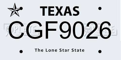 CGF9026 Texas License Plate