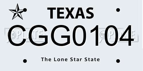 CGG0104 Texas License Plate