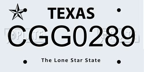 CGG0289 Texas License Plate