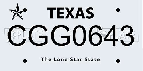 CGG0643 Texas License Plate