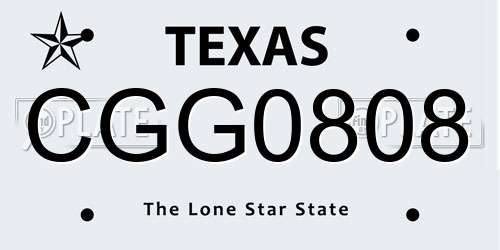 CGG0808 Texas License Plate