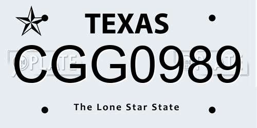 CGG0989 Texas License Plate