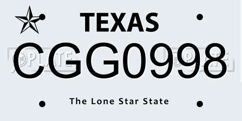 CGG0998 Texas License Plate