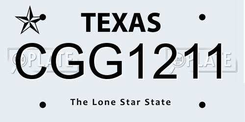 CGG1211 Texas License Plate