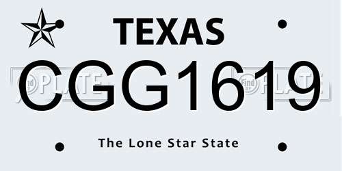 CGG1619 Texas License Plate
