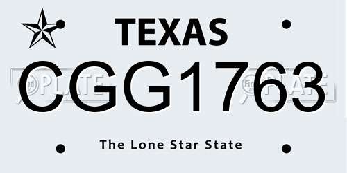 CGG1763 Texas License Plate