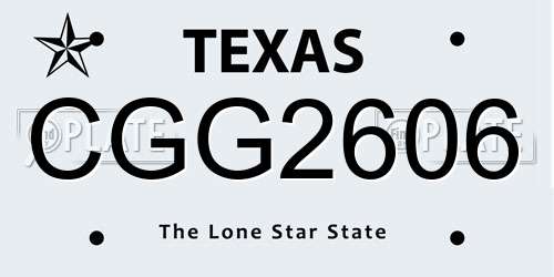 CGG2606 Texas License Plate