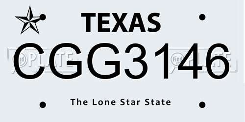 CGG3146 Texas License Plate