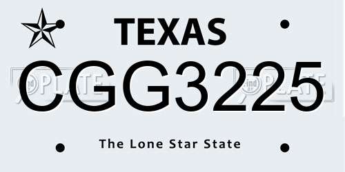 CGG3225 Texas License Plate