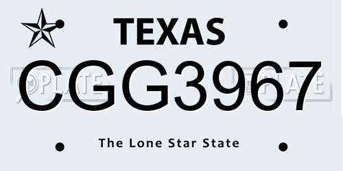 CGG3967 Texas License Plate