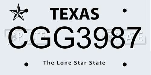 CGG3987 Texas License Plate