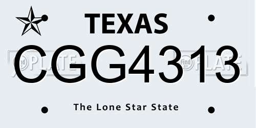 CGG4313 Texas License Plate