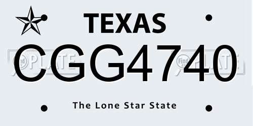 CGG4740 Texas License Plate
