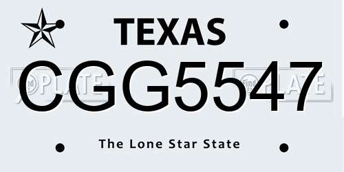 CGG5547 Texas License Plate